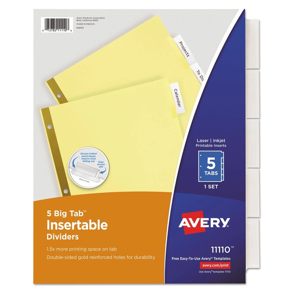 10 Pack Avery Big Tab Yellow Dividers